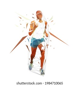 Running man. Low polygonal isolated geometric vector illustration from triangles. Marathon run