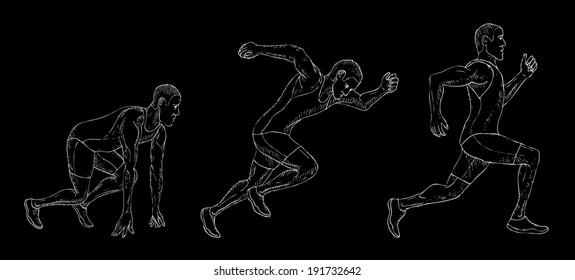 Running man. Marathon. Isolated on a white background. Vector.