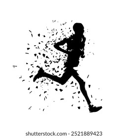 Running man, marathon runner isolated vector silhouette, side view