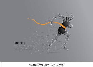 Running man. Motion art line dot concept. Vector illustration