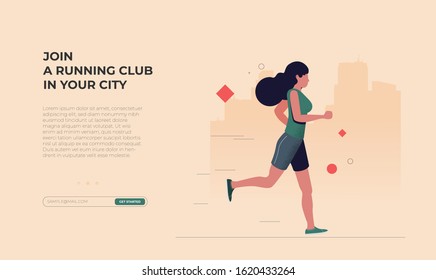 Running man in motion.Training outdoor flat vector.
