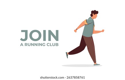 Running man in motion.Training outdoor flat vector.