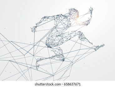 Running Man, Network connection, vector illustration.