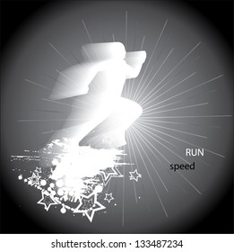 running man on abstract background.