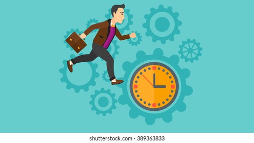 Running man on clock background.