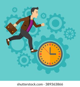 Running man on clock background.