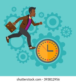 Running man on clock background.