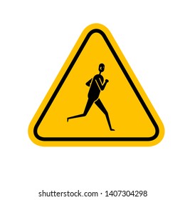 Running man on road sign isolated on white background. 