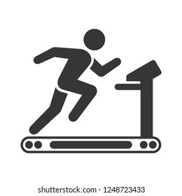 Running Man on Treadmill Icon on White Background. Vector