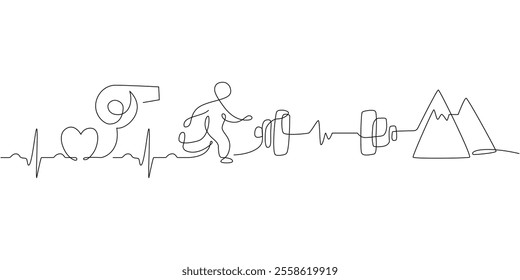 Running Man One Single Line Drawing. Vector Illustration of Continuous Monoline Sign Illustration. Linear Art.