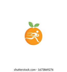 Running man and orange logo design.Diet and weight loss concept.	