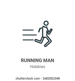 Running man outline vector icon. Thin line black running man icon, flat vector simple element illustration from editable hobbies concept isolated stroke on white background