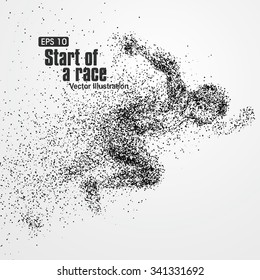 Running Man, particle divergent composition, vector illustration.