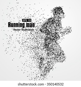 Running Man, particle divergent composition, vector illustration.