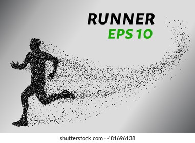 Running Man, particle divergent composition, vector illustration.