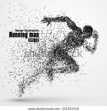 Running Man, particle divergent composition, vector illustration.