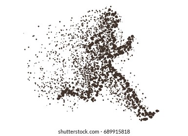 Running man particle divergent silhouette. Can be used for Sport and Fitness club poster, for logo, t-shirt design, banner