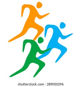 Running man, people -  silhouette  icon. Let's Run. Simple symbol of run isolated on a white background . Vector Illustration.