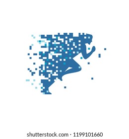Running Man In Pixel Vector Design 