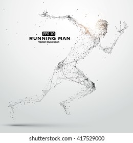 Running Man, points, lines and connected to form, vector illustration.