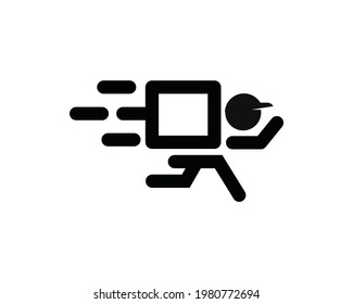The Running man with postal box logo,Messenger creative concept,Delivery vector logo design template.