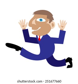 Running Man. Profile. Two open palm. 