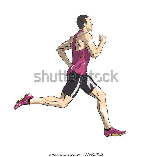 Running Man Purple Jersey Vector Drawing Stock Vector Royalty Free 776617015