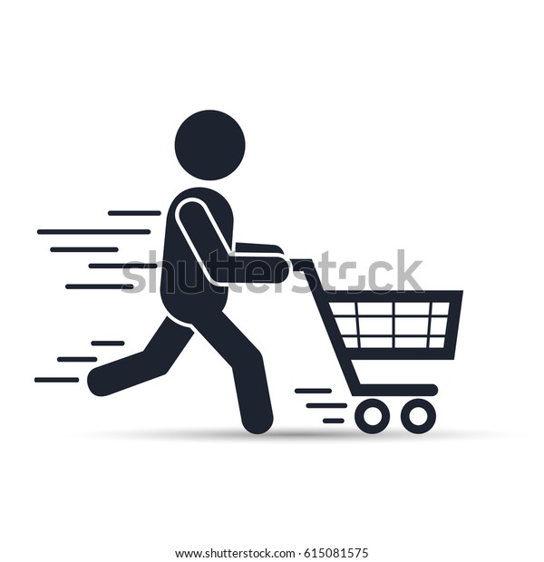 走者がショッピングカートを押すアイコン ベクター画像ショッピングイラスト のベクター画像素材 ロイヤリティフリー