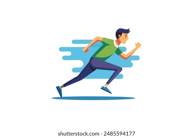 Running man in the race vector art illustration 