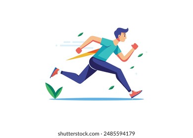 Running man in the race vector art illustration 
