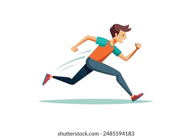 Running man in the race vector art illustration 