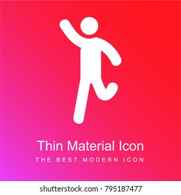 Running Man with raised arm red and pink gradient material white icon minimal design