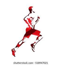 Running man, red abstract vector silhouette