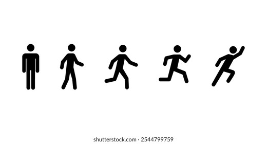 Running man. Run icon. Escape sign. Isolated runner person. Exit icon. Run vector set.