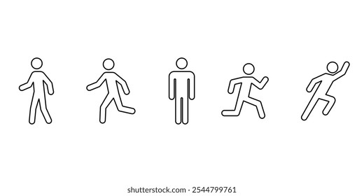 Running man. Run icon. Escape sign. Isolated runner person. Exit icon. Run vector set.