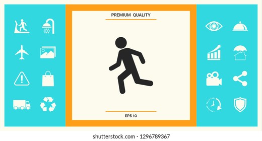 Running man, run icon. Graphic elements for your design