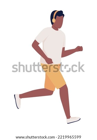 Running man semi flat color vector character. Editable figure. Full body person on white. healthy and active lifestyle simple cartoon style illustration for web graphic design and animation