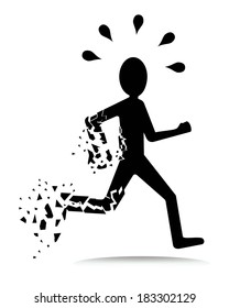 running man shattered into pieces