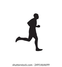 Running man side view vector silhouette. Running man, teenager side view vector silhouette