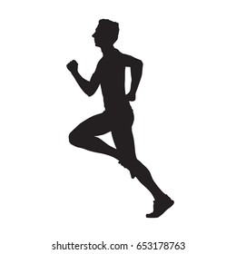 Running man side view vector silhouette