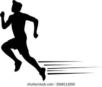 Running man silhouette cartoon vector art and illustration