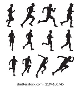 Running man silhouette collection set 