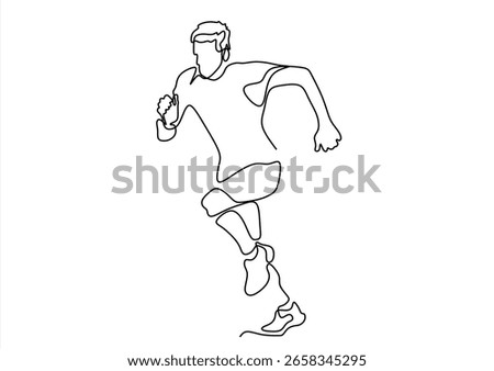 Running Man Silhouette Dynamic Line Art for Sports and Fitness. line icon-continuous line drawing. Editable stroke. 