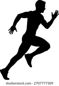 Silhueta do homem de corrida, velocista dinâmico no fundo branco