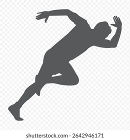 Running man silhouette. A female athlete is depicted in a dynamic running posture with flowing ponytail, symbolizing speed and motion.  eps 10