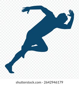 Running man silhouette. A female athlete is depicted in a dynamic running posture with flowing ponytail, symbolizing speed and motion.  eps 10