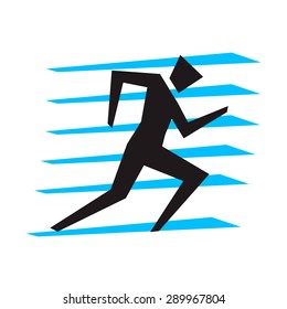 Running man silhouette icon. Let's Run. Simple symbol of run isolated on a white background . Vector Illustration.