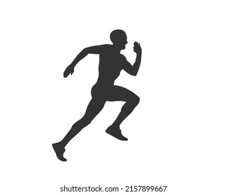 Running man silhouette icon shape symbol. Sport athlete people sign logo. Vector illustration image. Isolated on white bavground.