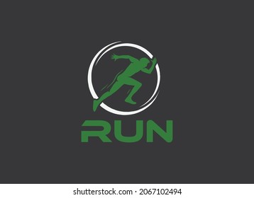 Running man silhouette logo design, marathon logo template, running club or sports club