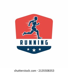 Silhouette Logo Design Running Man, Marathon Logo-Vorlage, laufender Club